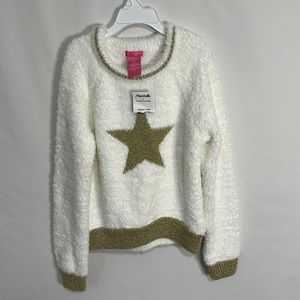 Isaac Mizrahi White and Gold Star Sweater for Kids